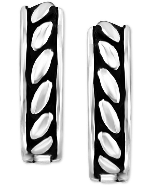 EFFY® Men's Antique-Look Huggie Hoop Earrings in Sterling Silver, 3/4"