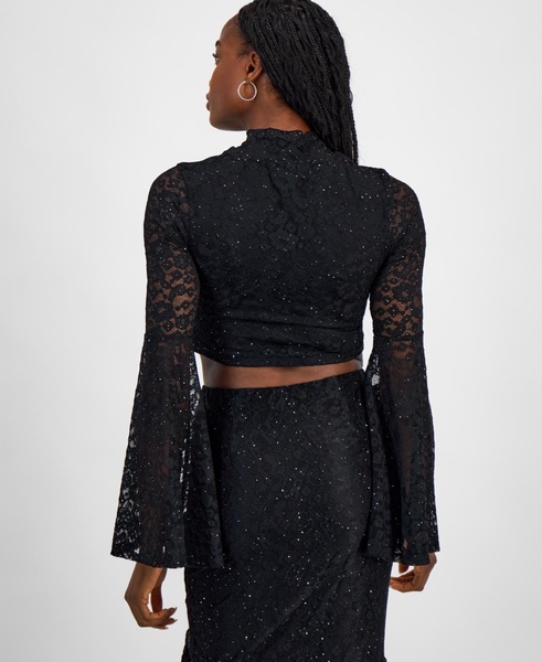 Women's Mock-Neck Dominique Long-Bell-Sleeve Lace Top