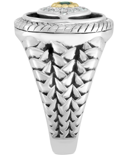 EFFY® Men's Multi-Gemstone & Diamond (1/10 ct. t.w.) Evil Eye Ring in Sterling Silver & 14k Gold