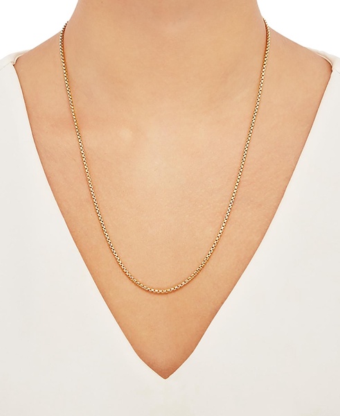 Rounded Box Link 22" Chain Necklace (2mm) in Sterling Silver or 18k Gold-Plated Over Sterling Silver