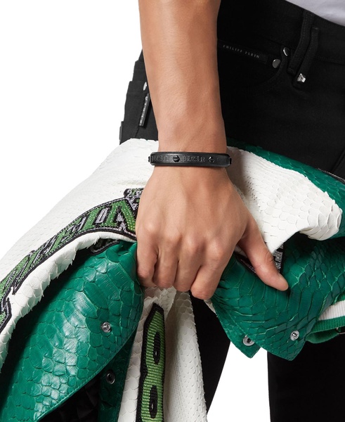 Gunmetal IP Stainless Steel Logo Bangle Bracelet