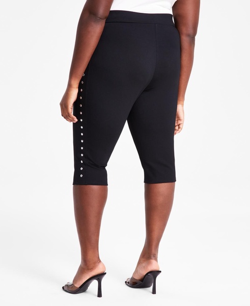 Trendy Plus Size Pull-On High-Rise Stud-Trim Capri Pants, Exclusively at Macy's  
