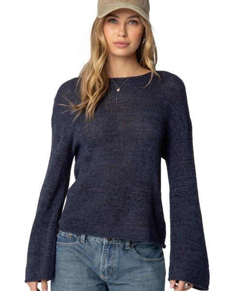 Womens Drop Shoulder Light Knit Sweater