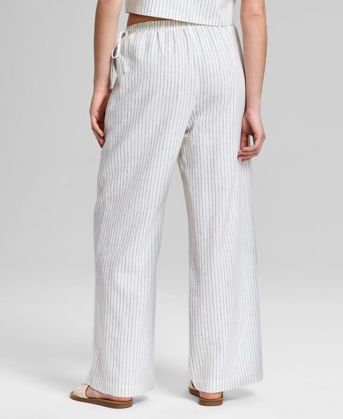 Women's Wide-Leg Side-Tie Striped Pants, Regular & Petites, Exclusively at Macy's