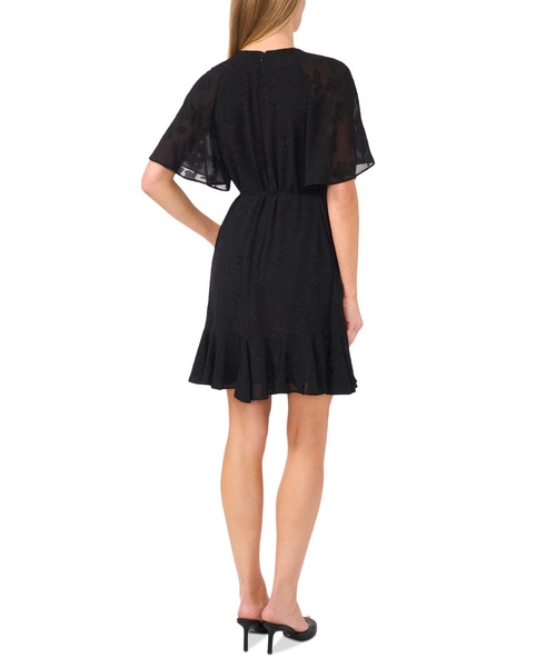  Women's Flutter-Sleeve Fit & Flare Dress