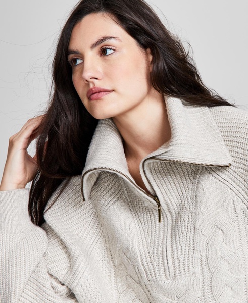 Women's Cable 1/4 Sweater, Created for Macy's