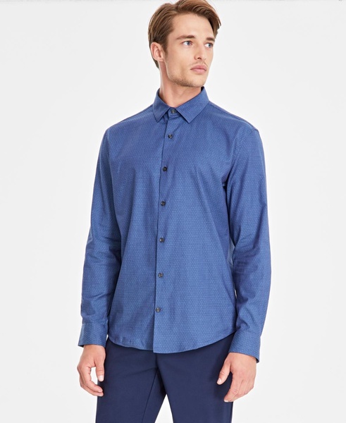 Men's Modern Classic-Fit Stretch Dot Dobby Button-Down Shirt, Created for Macy's 