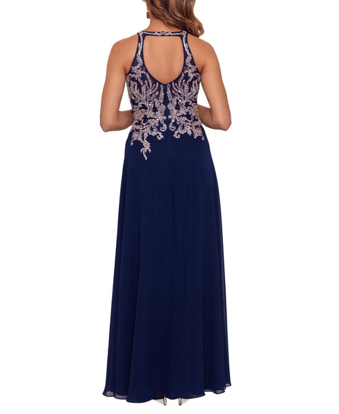 Embellished-Bodice Chiffon Gown