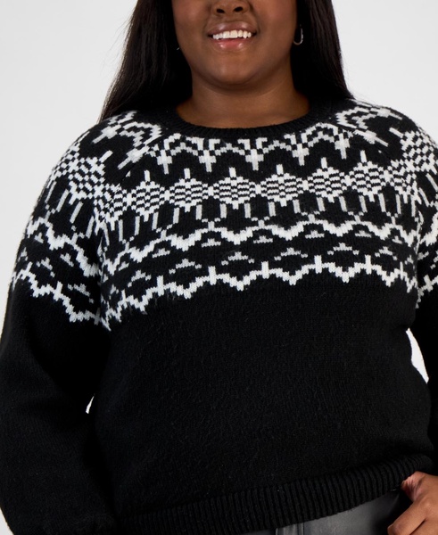 Trendy Plus Size Fair Isle Crewneck Sweater, Exclusively at Macy's