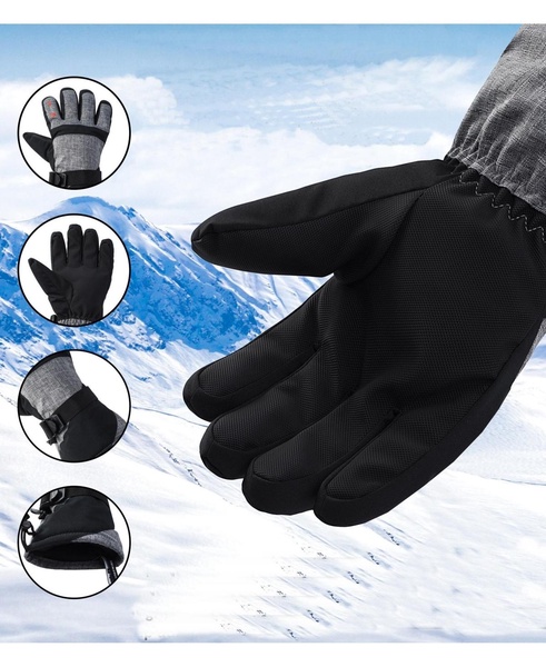 Mens Waterproof Ski Gloves Snowboarding 3M Thinsulate Winter Gloves