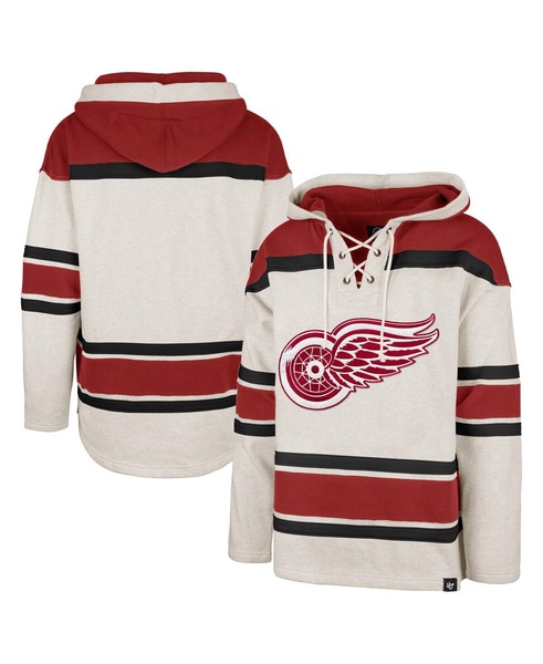 Men's Oatmeal Detroit Red Wings Rockaway Lace-Up Pullover Hoodie