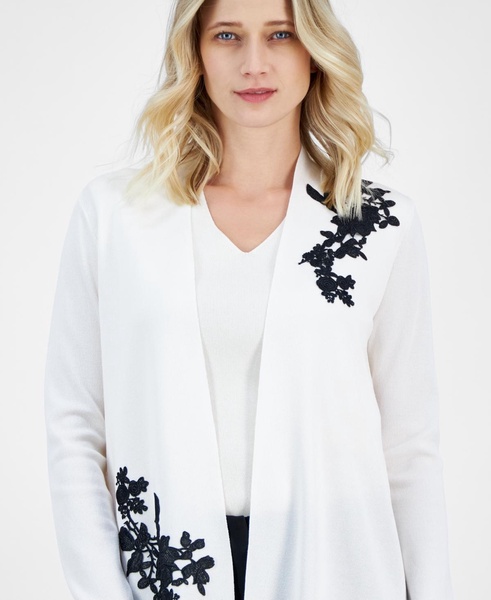 Women's Embellished Open-Front Cardigan Sweater