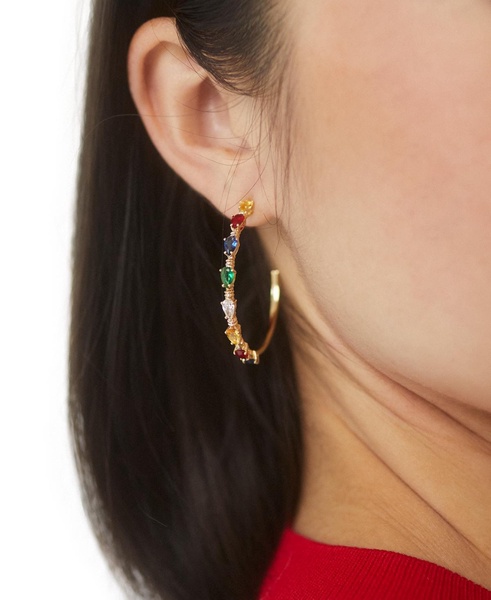 BY NADRI Gold-Tone Multicolor Light Bulb Medium C Hoop Earrings, 1.62"