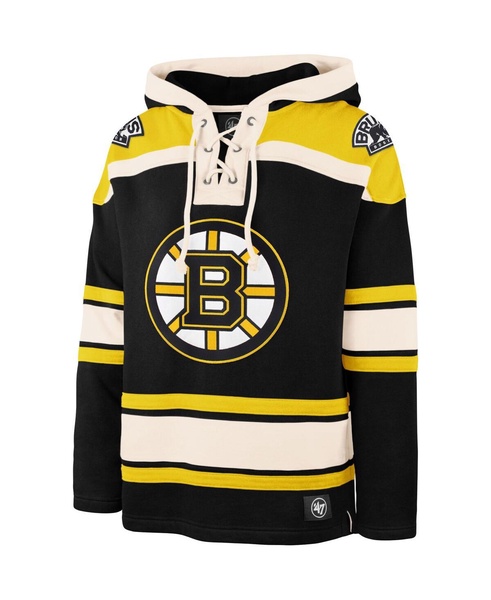 Men's Black, Gold Boston Bruins Superior Lacer Pullover Hoodie