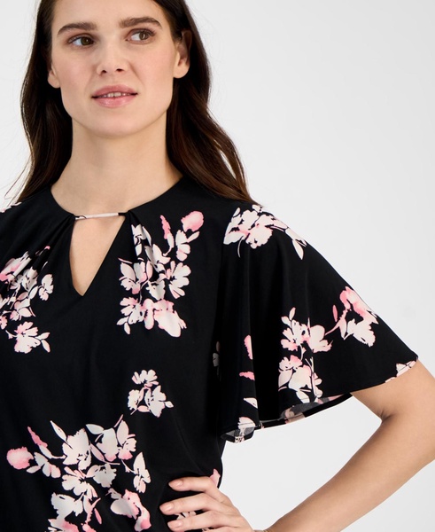 Women's Printed Short-Bell-Sleeve Blouse 