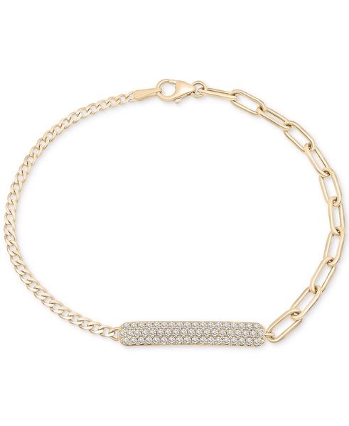 Diamond Bar Two-Chain Link Bracelet (1/2 ct. t.w.) in Gold Vermeil, Created for Macy's