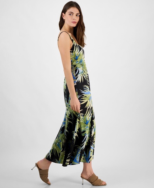 Women's Palm-Print Satin Midi Dress, Exclusively at Macy's