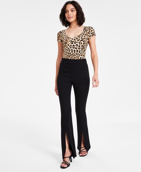 Women's High-Rise Slit-Flare-Leg Ponte Pants, Exclusively at Macy's  