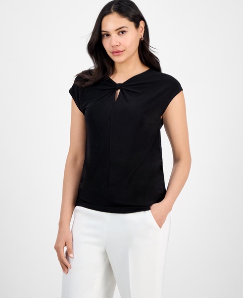 Women's Scrunch-Front Cap-Sleeve Top, Regular & Petite Sizes