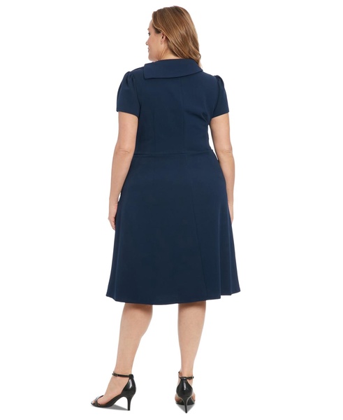 Plus Size Foldover-Neck Fit & Flare Dress