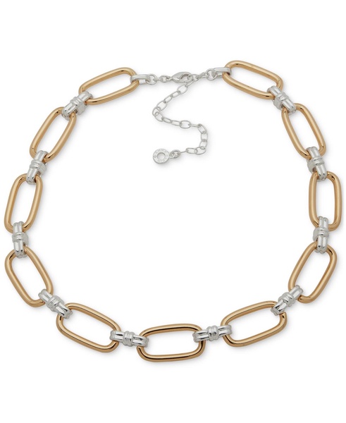 Two-Tone Link Collar Necklace, 16" + 3" extender