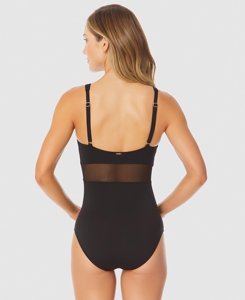 Women's U-Ring Mesh-Inset One-Piece Swimsuit