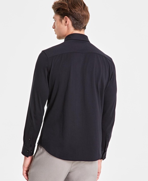 Men's Classic-Fit Heathered Jersey-Knit Button-Down Shirt, Created for Macy's 