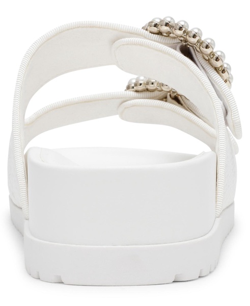 Women's Happy Double Band Embellished Buckle Footbed Sandals