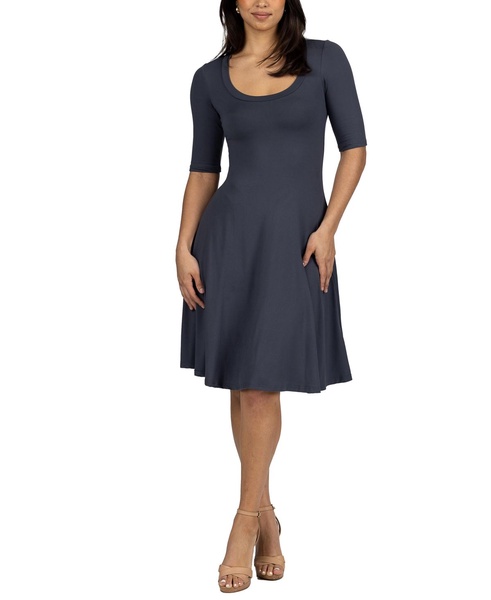 a Line Knee Length Elbow Length Sleeves Dress
