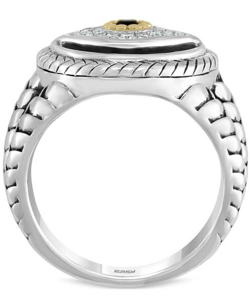 EFFY® Men's Multi-Gemstone & Diamond (1/10 ct. t.w.) Evil Eye Ring in Sterling Silver & 14k Gold