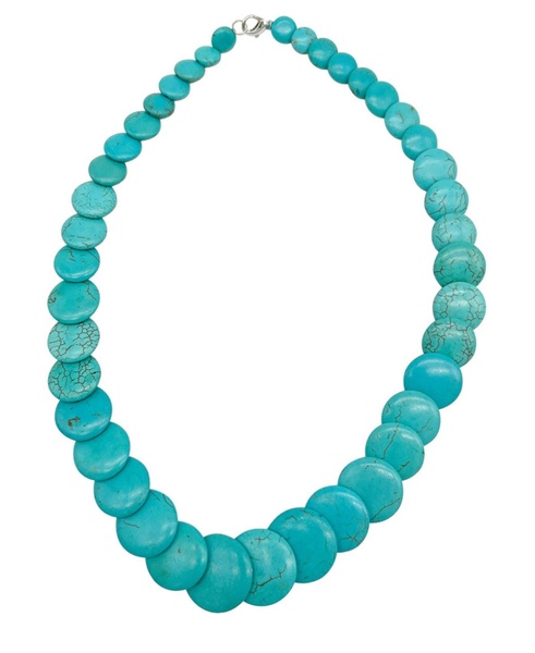 17-19" Adjustable Silver Plated Scalloped Turquoise Necklace