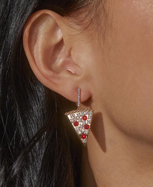 by Nadri 18k Gold-Plated Pavé & Color Crystal Pizza Slice Drop Earrings