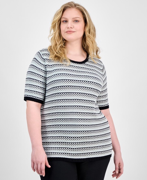 Plus Size Crewneck Short-Sleeve Sweater
