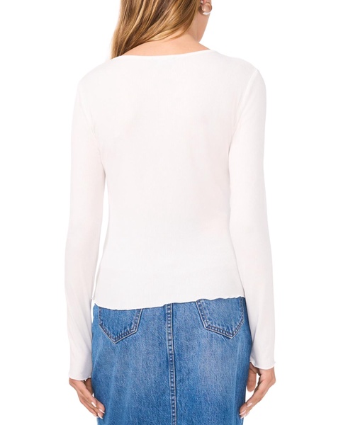 Women's Long-Sleeve Rib-Knit Princess Seam Top