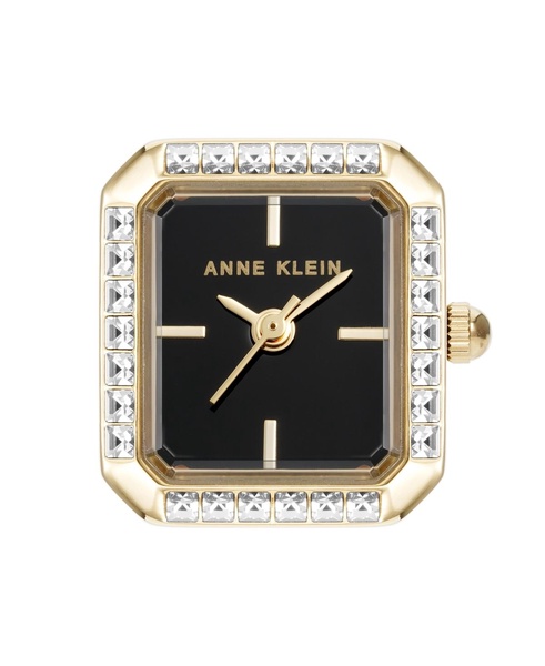 Women's Quartz Octagonal Black and Gold-Tone Metal Alloy Crystal Ring Watch, 19mm
