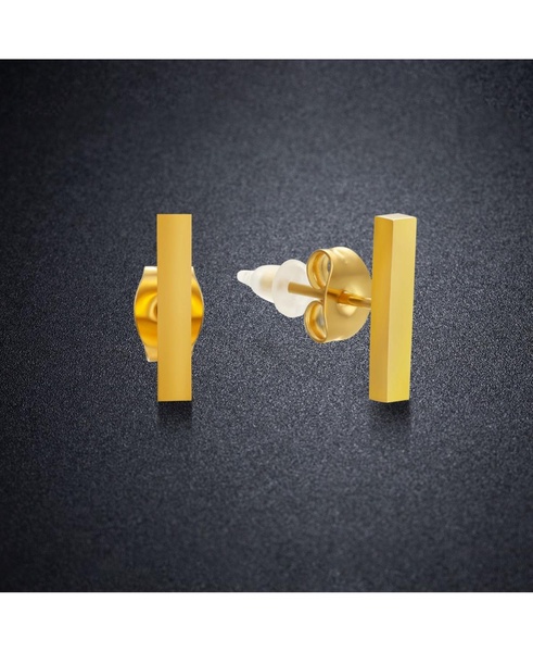 Stainless Steel 18K Gold Plated Small Bar Stud Earrings