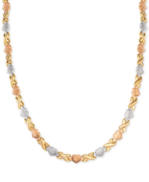 Hearts & Kisses 17" Statement Necklace in 18k Tricolor Gold-Plated Sterling Silver, Created for Macy's (Also in Gold Over Silver and Sterling Silver)