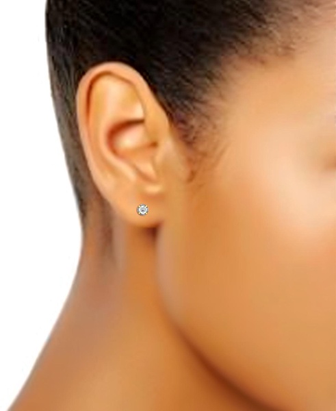 Cubic Zirconia with Black Rhodium Halo Stud Earrings, 18K Gold over Silver