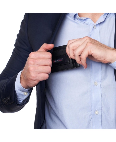 Mens RFID Safe Slim Magnetic Money Clip Leather Front Pocket Wallet