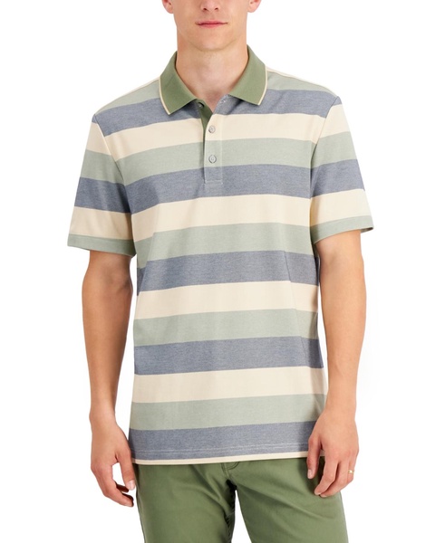 Men's Regular-Fit Striped Supima Blend Polo Shirt, Created for Macy's 