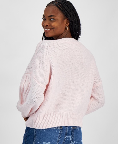 Women's Cable-Knit-Detail Graphic Sweater, Exclusively at Macy's