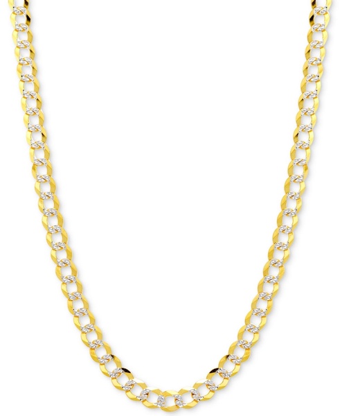 30" Two-Tone Open Curb Link Chain Necklace (3-5/8mm) in Solid 14k Gold & White Gold
