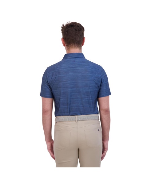 Men's Color Block Melange Tech Jersey Sports Fit Polo Shirt