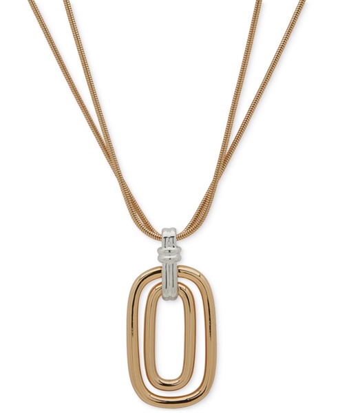 Two-Tone Snake Chain Pendant Necklace, 16" + 3" extender