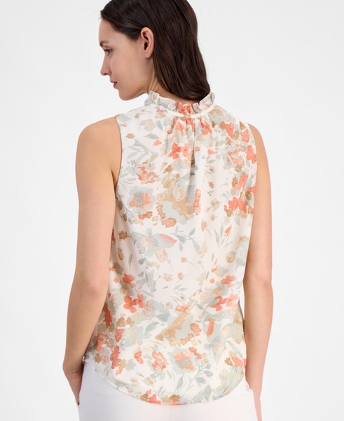 Women's Floral-Print Ruffle-Collar Blouse