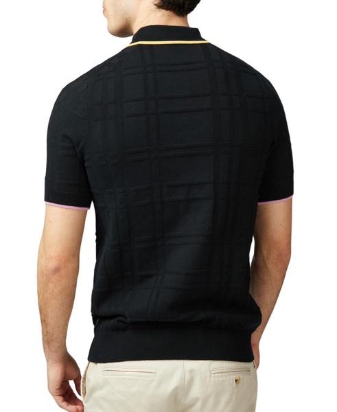 Men's Regular-Fit Tonal Textured Tartan Tipped Polo Shirt
