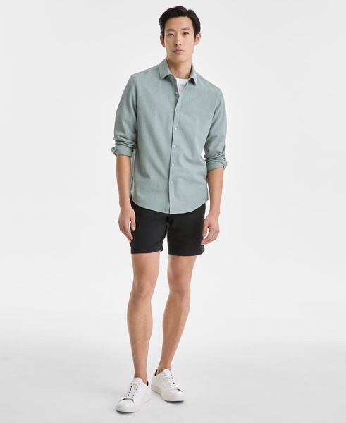 Men's Elevated Puckered Long Sleeve Button-Front Shirt, Exclusively at Macy's