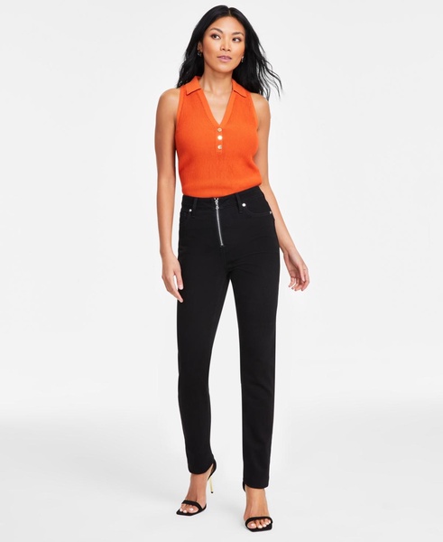 Women's Exposed-Zip Straight-Leg Jeans, Exclusively at Macy's