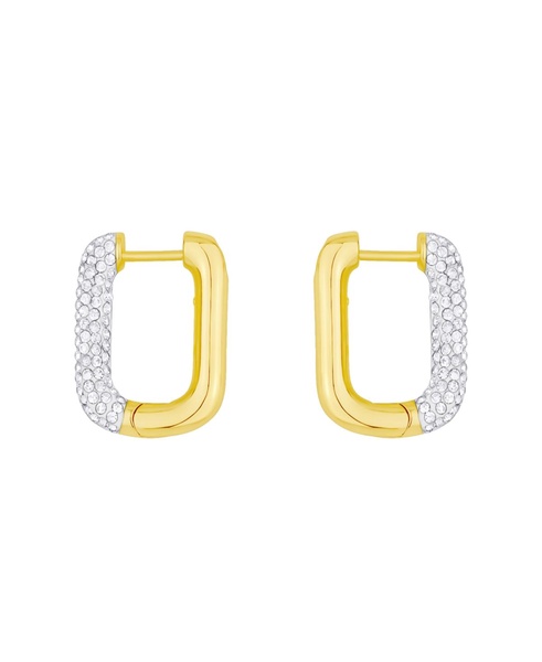 Clear Crystal Rectangular Shaped Hoop Earrings