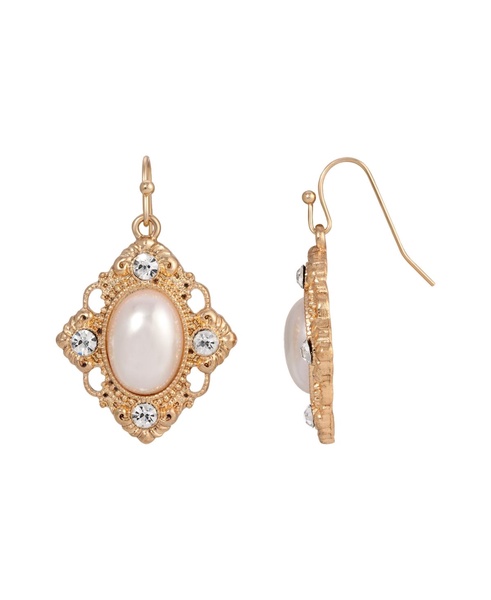 Faux Imitation Pearl and Crystal Earrings